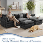 113.4" U-Shaped Modular Sectional Sofa with Ottoman