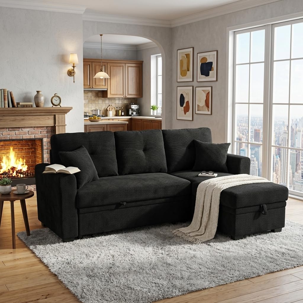 U-Shaped Sofa, Dual Chaise Sectional, 104 Inch, Camel