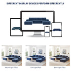 110" Cloud Chenille Deep Seat Chaise Lounge Indoo, Modular Sectional Sofa with Spring Pack Support, Modern Boneless Compressed Floor Sectional Sofa with U-Shaped for Living Room, Navy