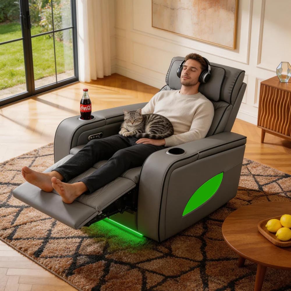 VANITII Electric Power Recliner Sofa with Adjustable Headrest and Footrest