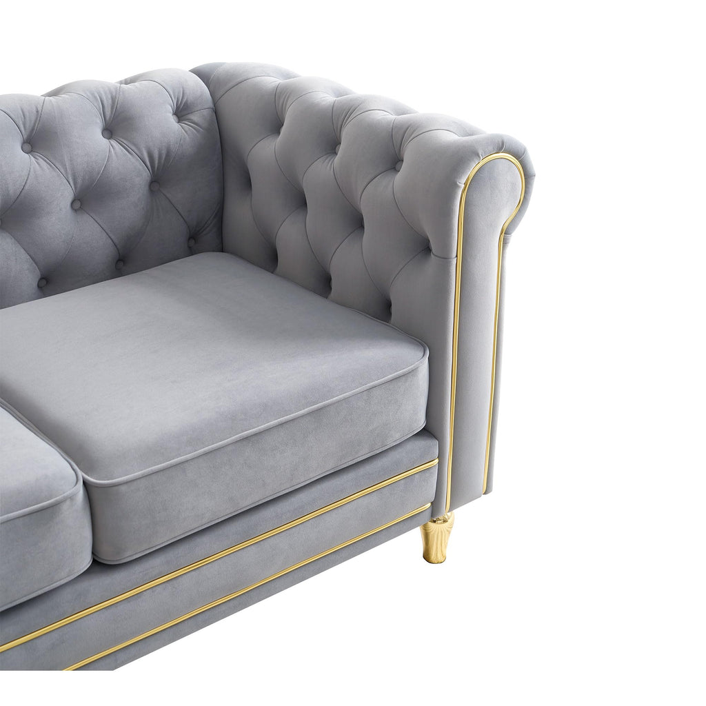 Velvet Sofa 84.65 inch for Living Room Light Grey Color