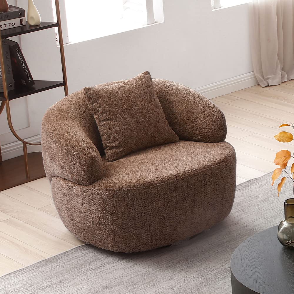 WILLIAMSPACE 93.6" Curved Sofa, Modern Upholstered Boucle Curved Couch with 3 Throw Pillows, 3-Seat Sofa Couch for Living Room, Apartment (Beige)