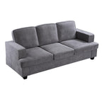 Velvet Sofa, Comfortable 3 Seater Couch with Deep Seating and High Density Foam, Loose Back Cushions, Wide Arms, Livingfor Home, Apartment, Office, Grey EY632