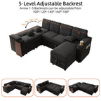 100" Modular Sectional Sofa with Storage, Cloud Couch Pull Out Bed