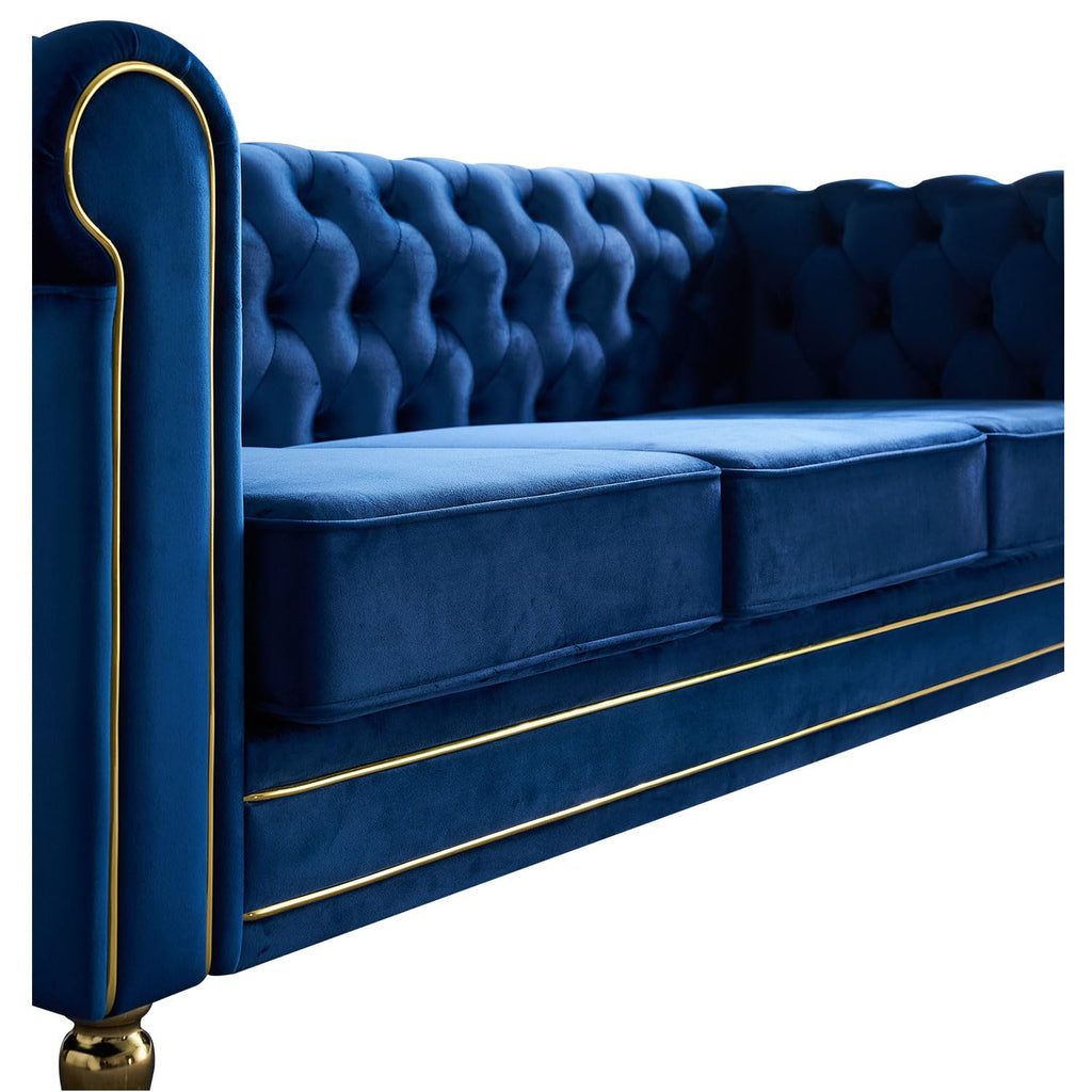 Velvet Sofa 84.65 inch for Living Room Blue Color CY368