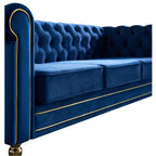 Velvet Sofa 84.65 inch for Living Room Blue Color CY368