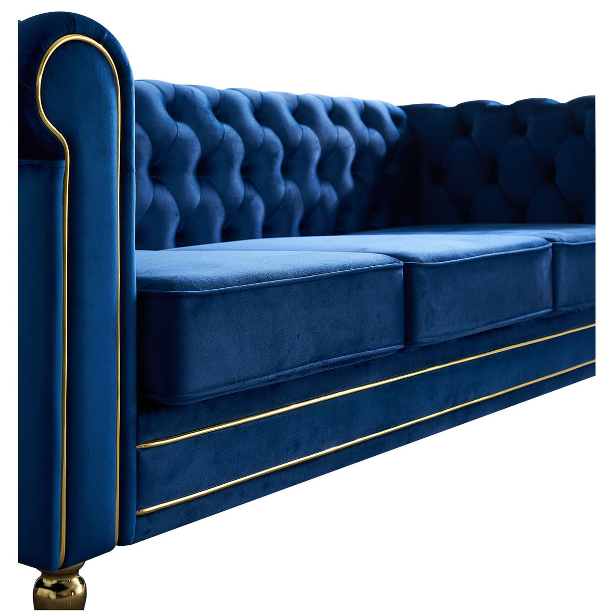 Velvet Sofa 84.65 inch for Living Room Blue Color CY368