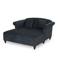 Tidyard Love Seat Chaise Lounge with Button Tufting and Diamond Stitching, 58.? D x 6? W x 34.? H, Polyester Fabric with Birch Wood Legs, Includes 2 Accent Pillows