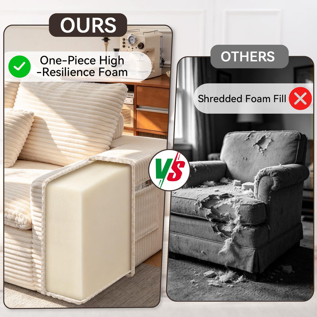 110" Cloud Sectional Couches for Living Room, Warm White