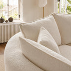 124.8" Modern Curved Sectional Sofa with Chaise, Upholstery Boucle Sofa with Pillows,Sectional Couch for Living Room - (Beige,Right Hand Facing)