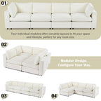U-style 133.5" Upholstered Modular Sofa with Storage Space, USB Charge Por