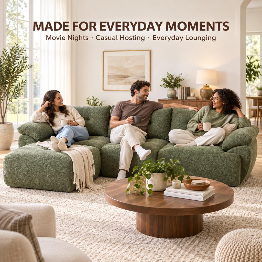 115" Boneless Modular Sectional Couch with Ottoman for Living Room