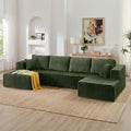 U Shape Modular Sofa Grey Corduroy 5 Seat Storage Space