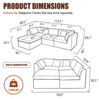 112.5" Cloud Couch Sectional, No Assembly Required Modern Modular Sectional Couches for Living Room, White Chenille L-Shaped Sofa with Ottoman & Pillows, 1200LBS Capacity, Apartment Friendly