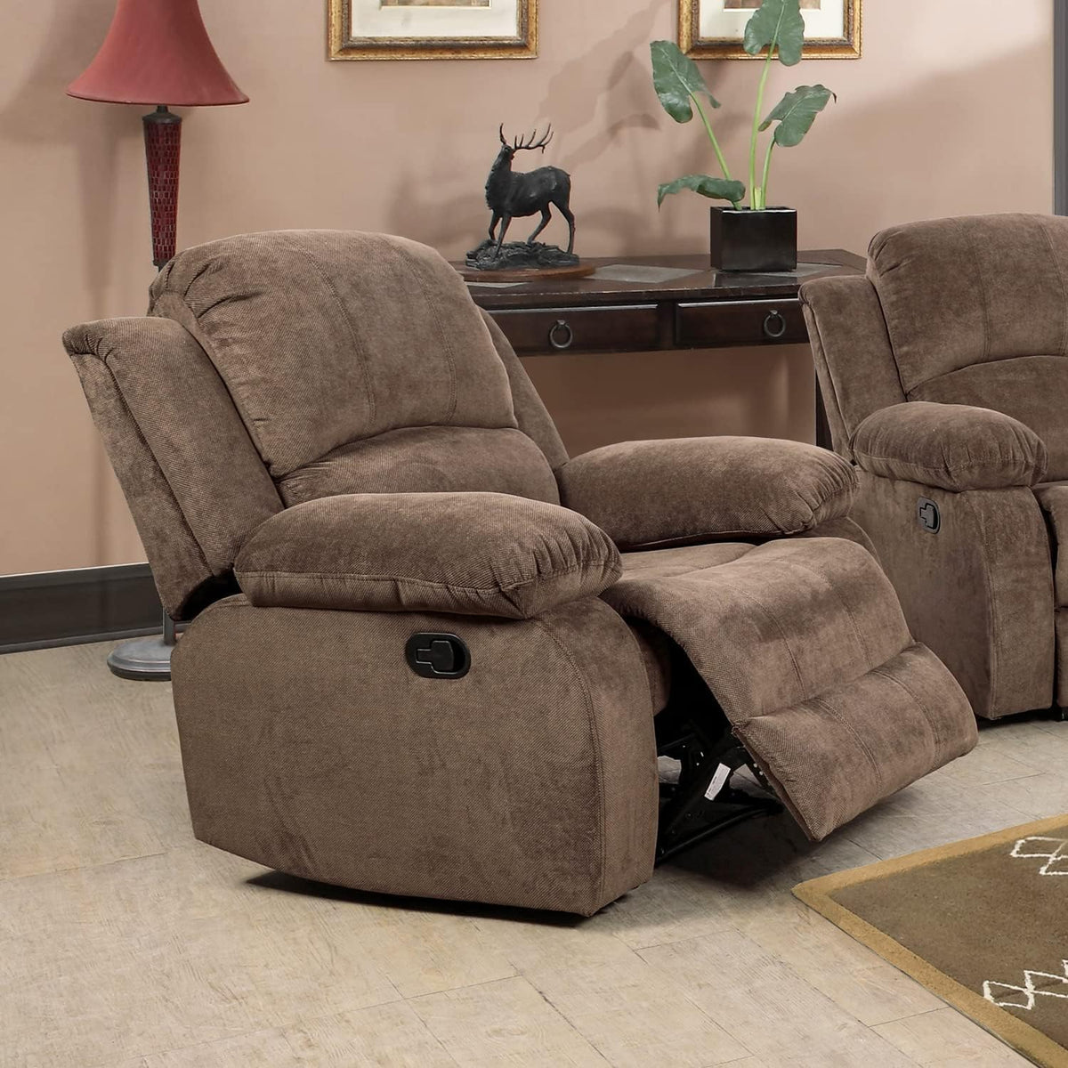 Bonded Leather Living Room Furniture Set Reclining Sofa Set Loveseat Furniture Sets in Living Room Sofa Recliners (3 Pieces, Blue Microfiber)