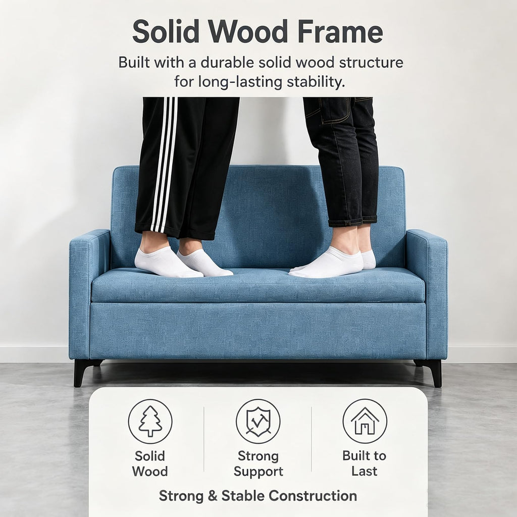 Upholstered Reception Sofa, Fabric Waiting Room Couch with Hidden Storage