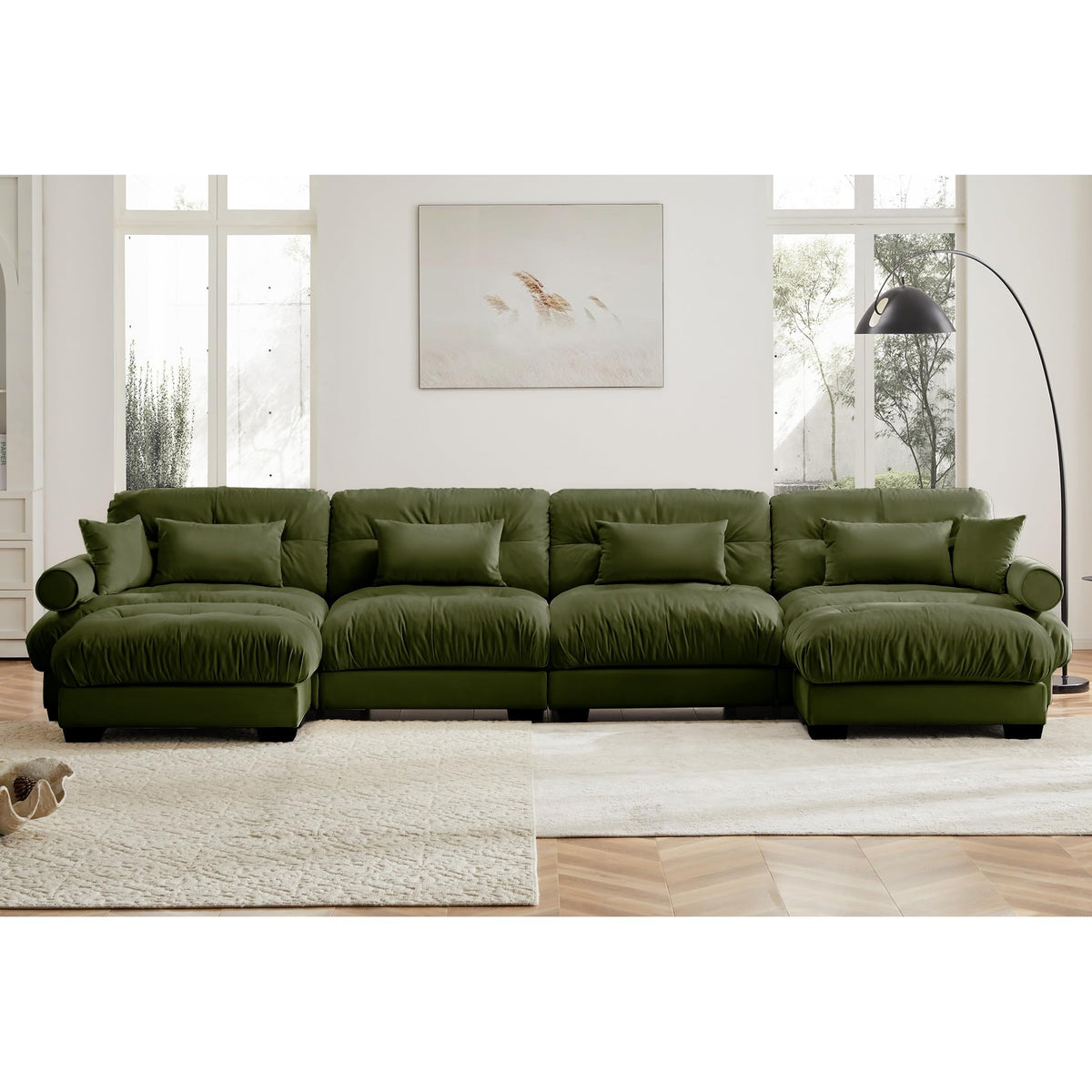 U Shaped Cloud Couches for Living Room Modular Sectional Sofa with Ottomans