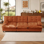 107.5" Modular Sectional Sofa-Chenille Deep 3 Seater L-Shaped Cloud Couch with Ottoman, Button Seat Cushions for Living Room & Apartment, Orange