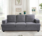 Velvet Sofa, Comfortable 3 Seater Couch with Deep Seating and High Density Foam, Loose Back Cushions, Wide Arms, Livingfor Home, Apartment, Office, Grey EY632