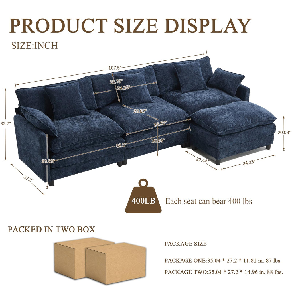 108" L Shaped Modular Sectional Cloud Couch