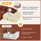 U-Shaped Sectional Sofa with 2 Movable Ottomans, 2-Seater Tufted Velvet Couch, Boneless Cloud Design, 32D High-Density Foam, No Assembly Required, Anti-Slip Bottom for Living Room Bedroom, Red Brown
