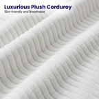 114" Cloud Sectional Couch with L-Shape Reversible Chaise, Modern Corduroy L Shaped Couch with 2 Pillows & Storage Armrests, 4 Seater Sectional Couches for Living Room, Plush Corduroy, White