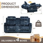 Zero Gravity Power Reclining Loveseat Sofa with Adjustable Headrests, Power Loveseat Recliner with Console, Electric 2-Seater Recliner Couch with Charging Port for Living Room (Velvet, Blue)