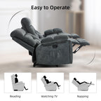 EBELLO 2 Piece Reclining Living Room Set, Soft Fabric Recliner Sofa Furniture Set, Included Power Lift Recliner Chair with Massage and Heat and 3 Seat Sofa, Dark Greenish-Grey