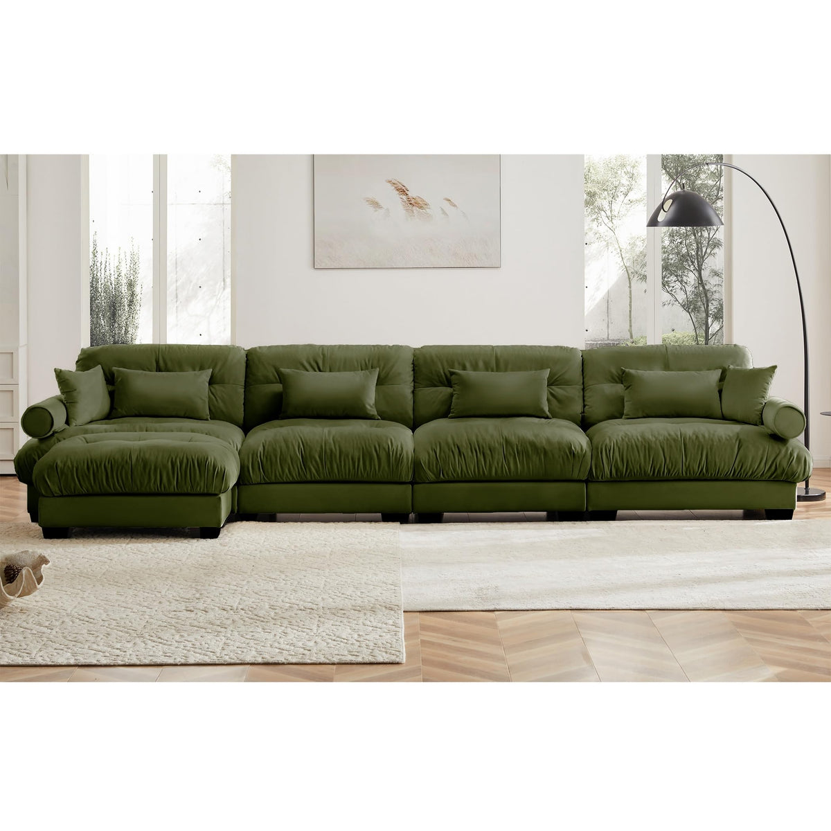 U Shaped Cloud Couches for Living Room Modular Sectional Sofa with Ottomans