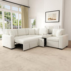 120.5" L-Shaped Modular Sectional Sofa with Convertible Sofa Bed, Reversible Sleeper with Pull-Out Bed, Cup Holders and Ample Storage Space for Living Room
