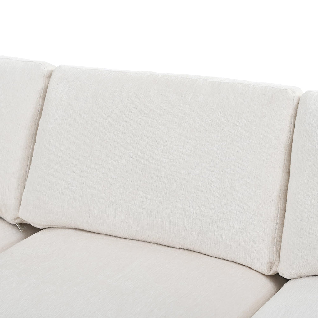 130" L-Shaped Modular Sectional Sofa Modern Deep Seat Cloud Couch for 5, Oversized Chenille Fabric Cloud Sectional Couches with 1 Ottoman Chaise, Higher Seater (21.7 inch)