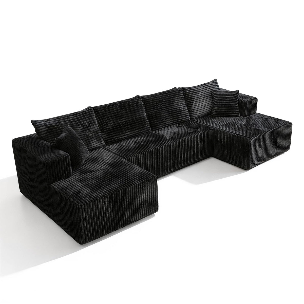 132" U-Shaped Cloud Couch, 59" Deep Seat, No Assembly, Corduroy