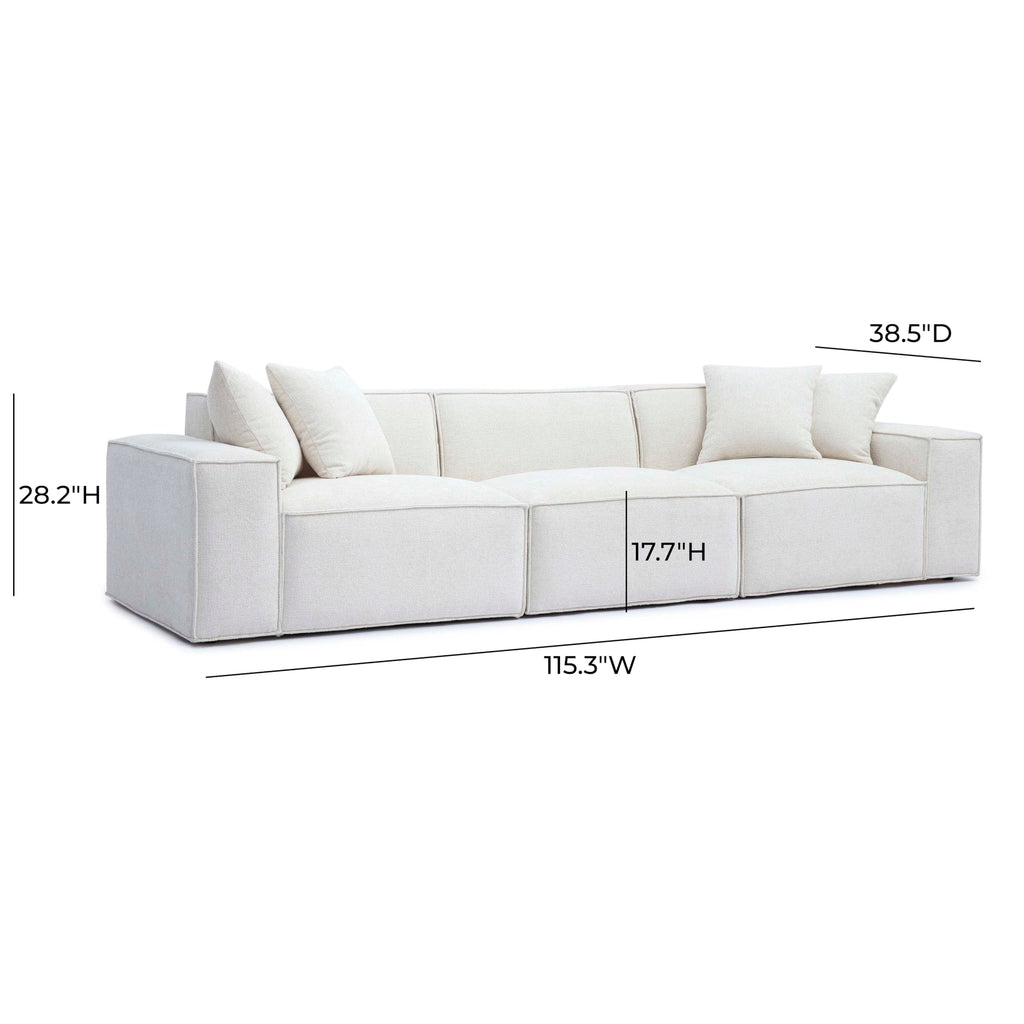Tov Furniture Mindy Cream Chenille Basketweave Modular Sofa