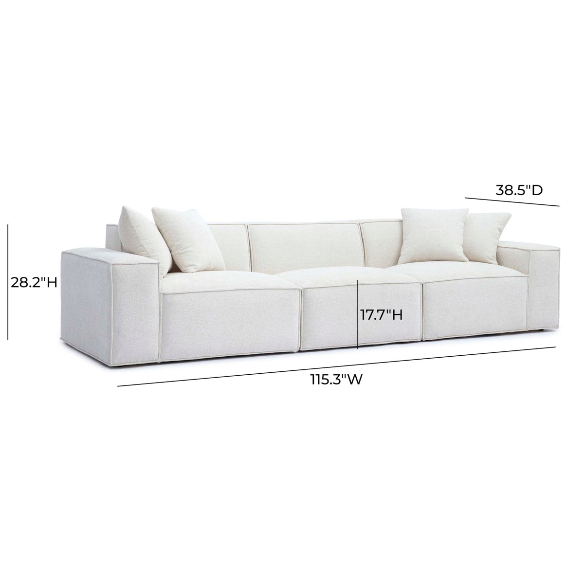 Tov Furniture Mindy Cream Chenille Basketweave Modular Sofa