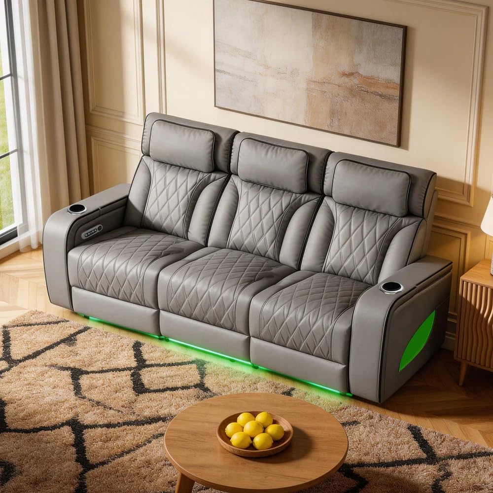 VANITII Electric Power Recliner Sofa with Adjustable Headrest and Footrest