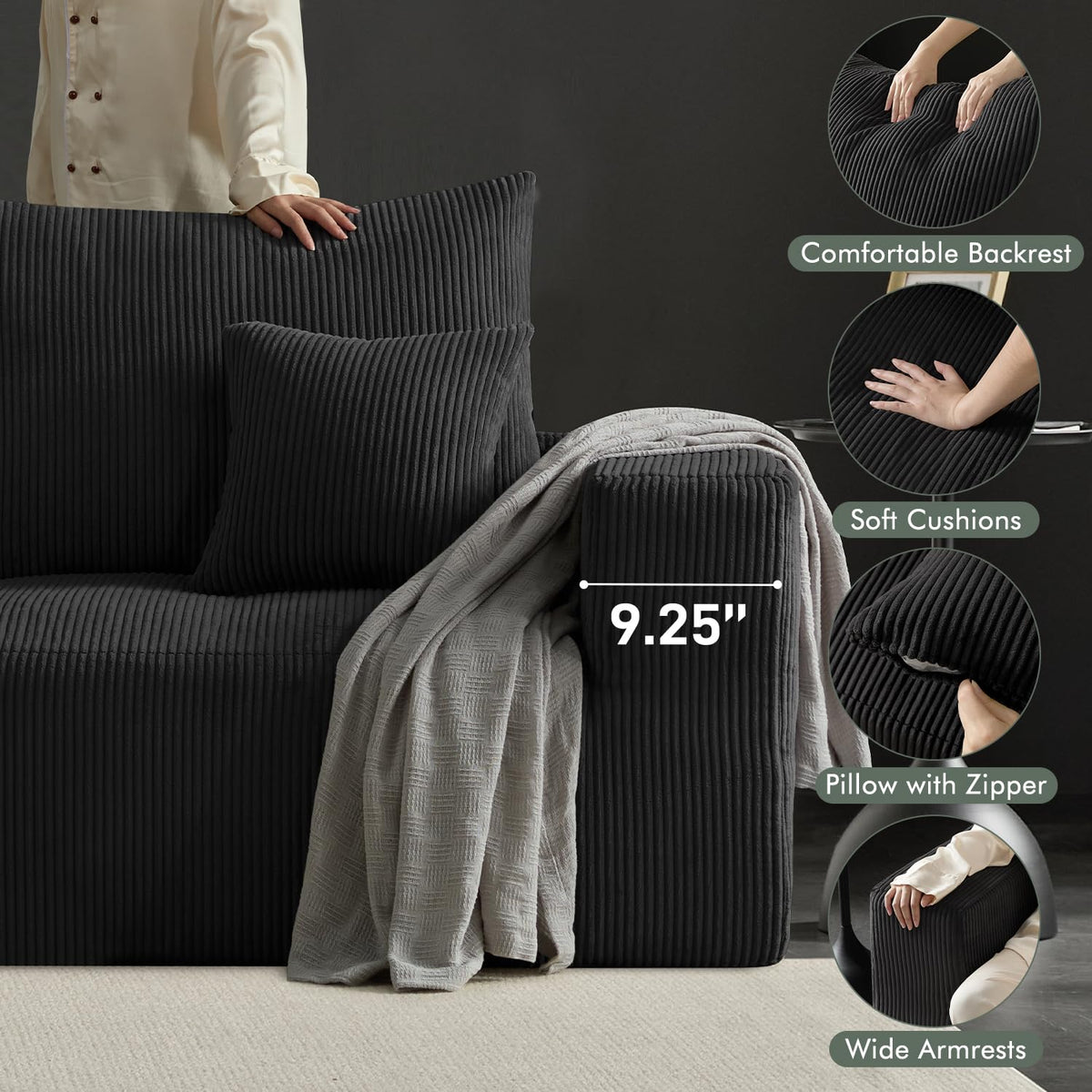 113" Modular Sectional Sofa Bed Boneless Sofa Couches for Living Room