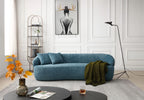 Tidyard Blue Mid Century Modern Curved Sofa, 3-Seater Boucle Fabric Couch for Living Room, Bedroom or Office – No Assembly Needed, Comfortable Upholstered Design, 86.? W