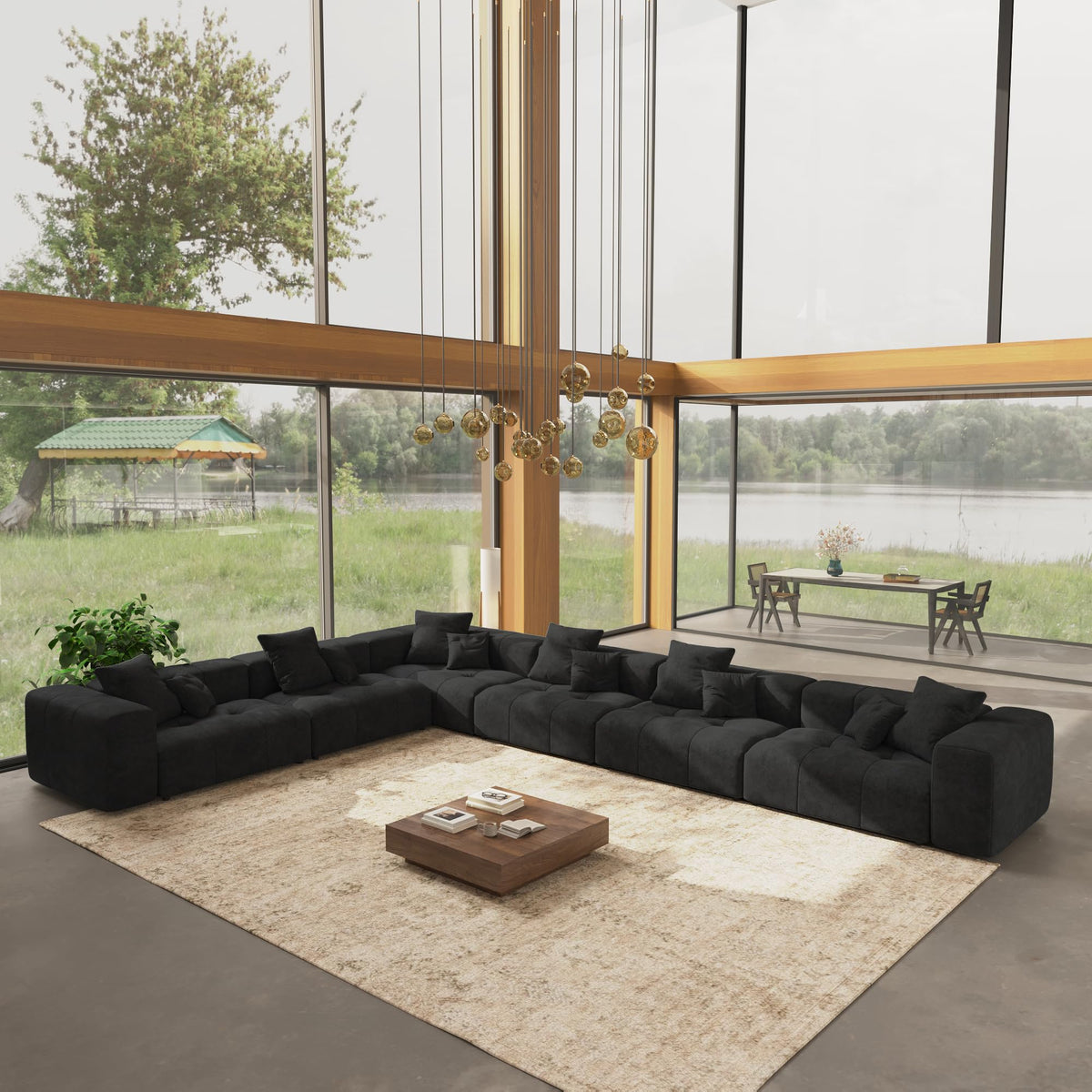 WJShome Oversized Sectional Couches for Living Room,183" V Shaped Couch, 6-Seater Cloud Modular Sectional Sofa, Linen Deep Seat Cloud Couches for Living Room,White