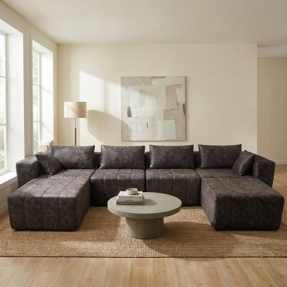· REDEARTH · Boneless L Shaped Sectional Sofa in a Box, 5 Seater - Oyster