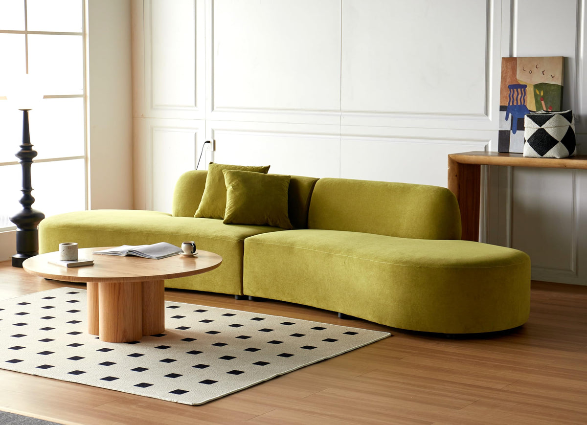 Tidyard Curved Sofa, 6 Seater Half Moon Design High-Density Foam Velvet Couch for Living Room Office Apartment