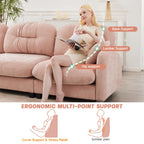 107" L Shaped Couch, Chenille Upholstered Modular Sectional Sofa, 3 Seater Deep Seat Sofa with Movable Ottoman, Modern Cloud Couch with Thick Seat Cushion, Sectional Couches for Living Room, Pink