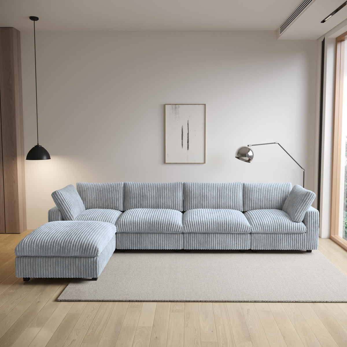 WJShome Cloud Couch Modular Sectional Sofa,118" Oversized V Shaped Sofa with Storage Ottoman for Living Room,Plush 6 Seater Convertible Sectional Couch,Covers Washable&Replaceable,Black