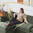 108.66" L Shaped Modular Sectional Couch, Comfy Chenille Upholstered Cloud Couches with Movable Ottoman for Living Room, Modern 3 Seater Sofa with Pillows for Apartment, Green