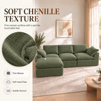 108" Cloud Sectional Couches for Living Room with Ottoman,Green