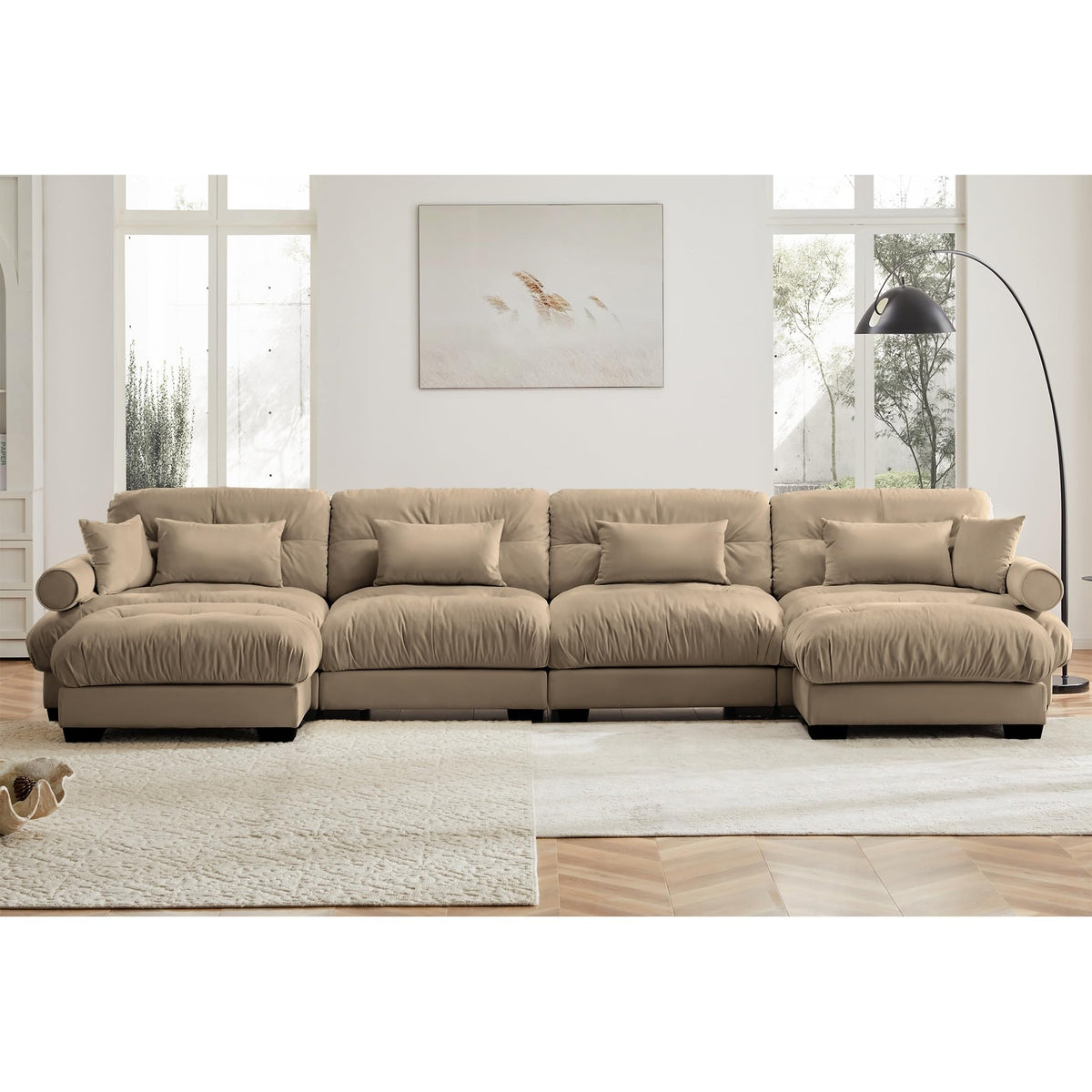 U Shaped Cloud Couches for Living Room Modular Sectional Sofa with Ottomans