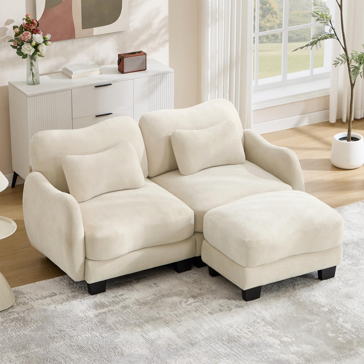 101.1" Modular Cloud Couch Deep Seat Sectional Sofa L Shaped Couch