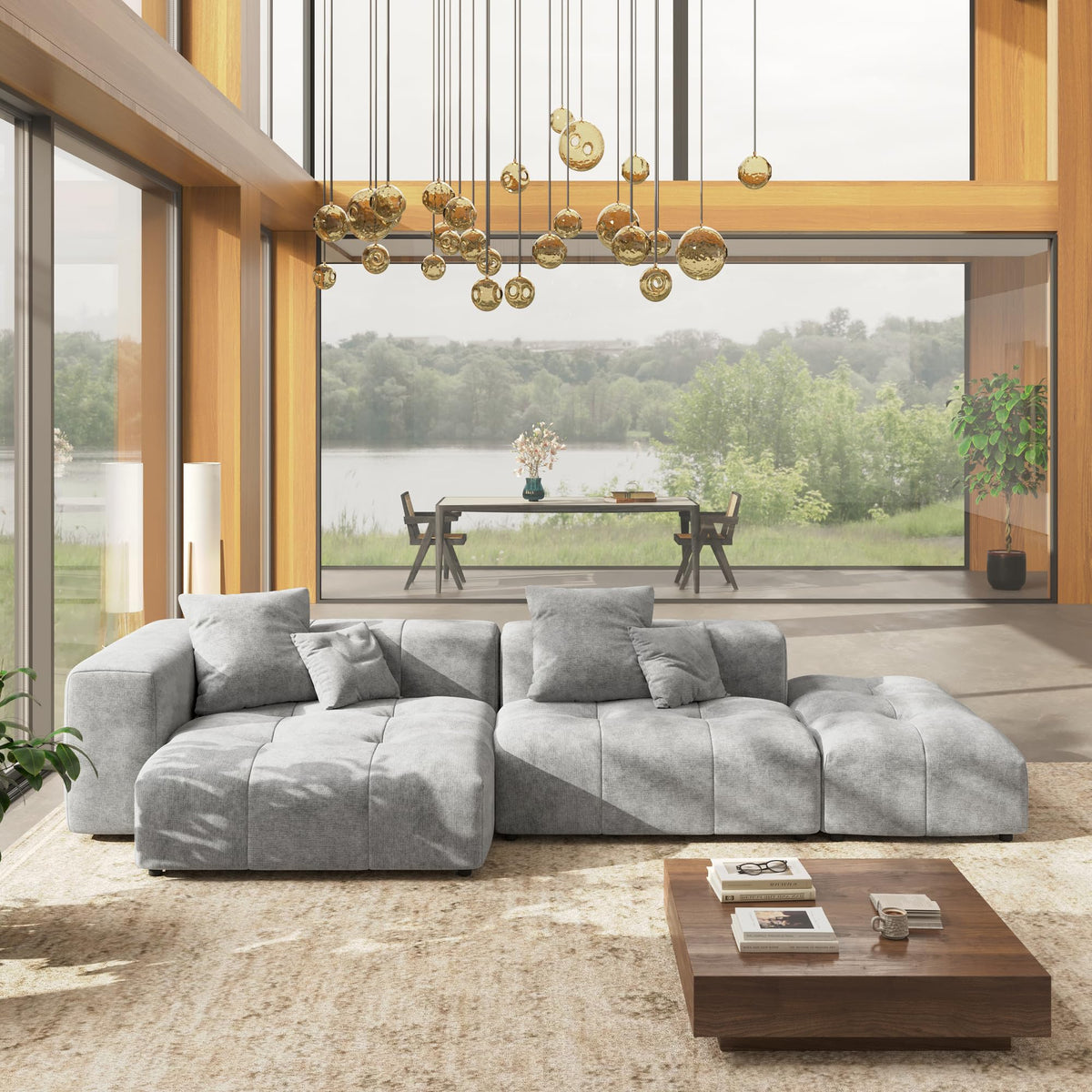 WJShome Oversized Sectional Couches for Living Room,183" V Shaped Couch, 6-Seater Cloud Modular Sectional Sofa, Linen Deep Seat Cloud Couches for Living Room,White