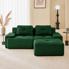 115.3” Camel Boneless Couches for Living Room, Modular Sectional Sofa with L-Shape Chaise, 3 Seater Comfy Upholstered Deep Seat Corduroy Fabric Cloud Couch No Assembly, Anti-Slip Design