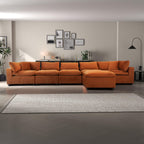 Velvet Modular Sofa in Burnt Orange, Sectional with L-Shape Design, Easy Assembly for Contemporary Homes