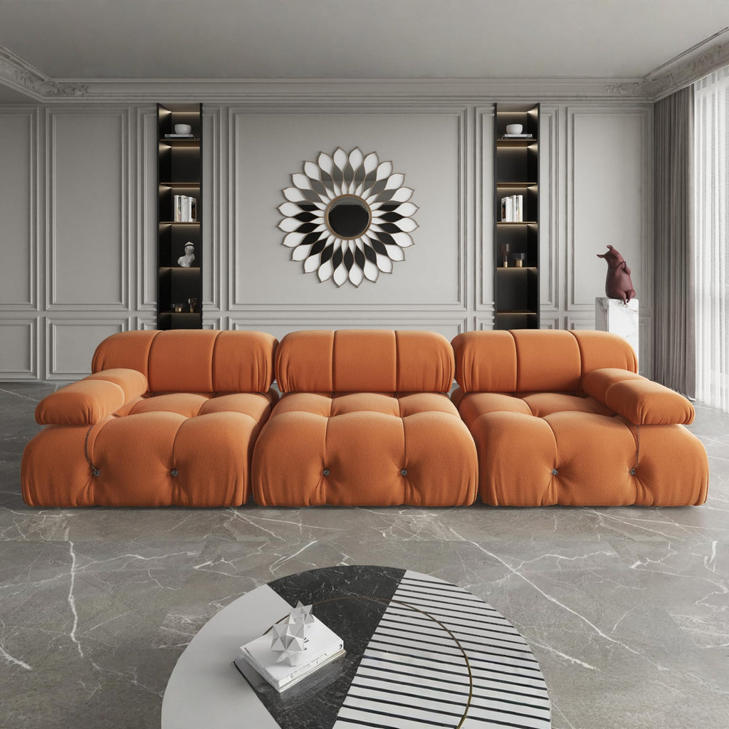 104" Bubble Couch Velvet Modular Sectional Sofa, Oversized L Shaped Couches for Living Room, Comfy Cloud Couch, 3-Seater Deep Seat Sofa Green